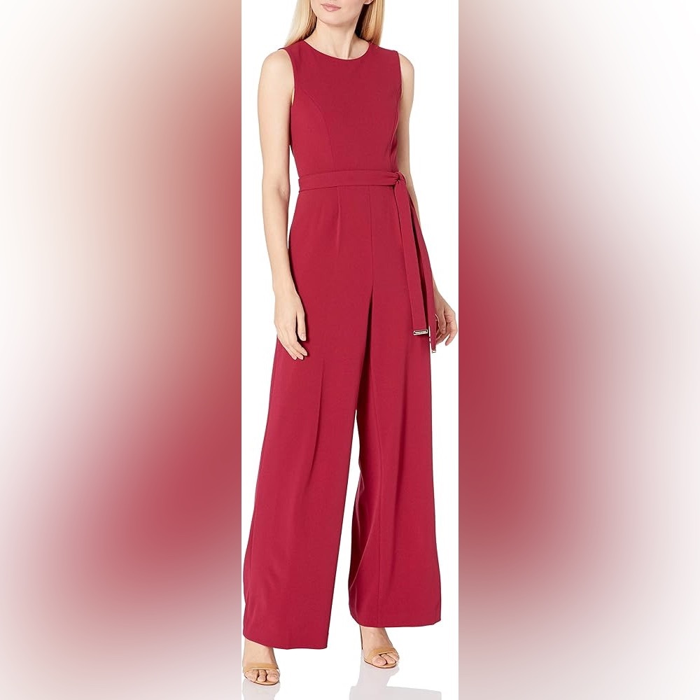 Tommy Hilfiger‎ cranberry burgundy wide leg jumpsuit